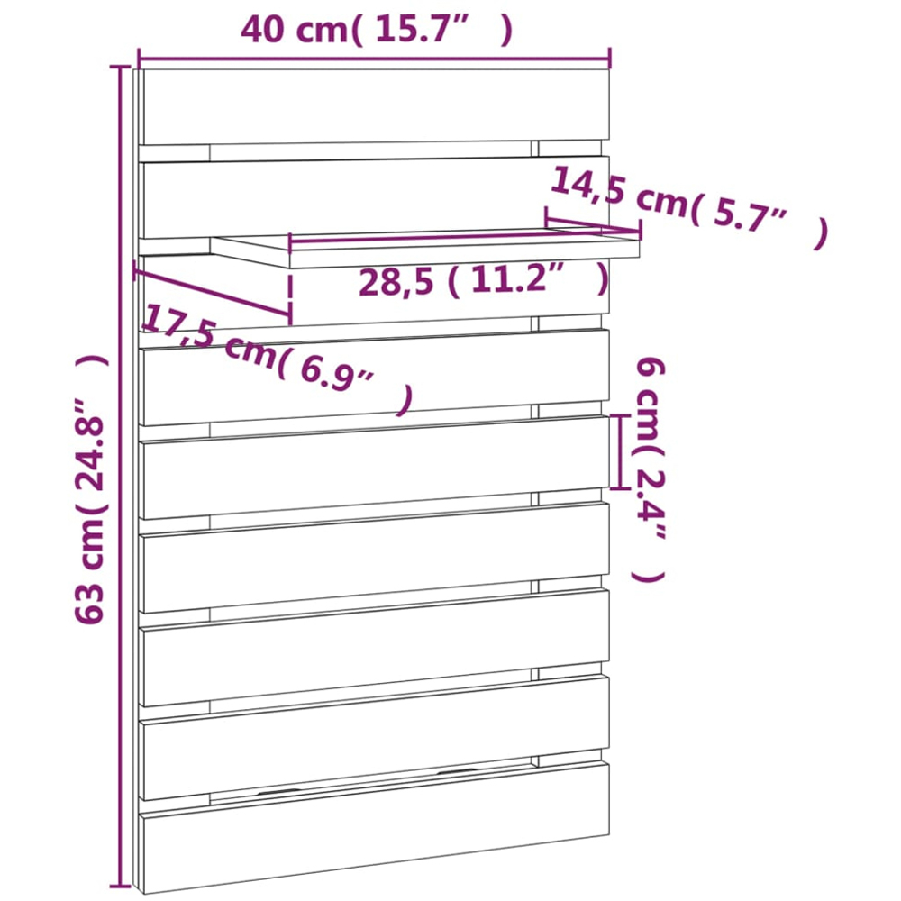 vidaXL Grey Adjustable Wall-Mounted Bedside Shelf Set of 2 Image 9