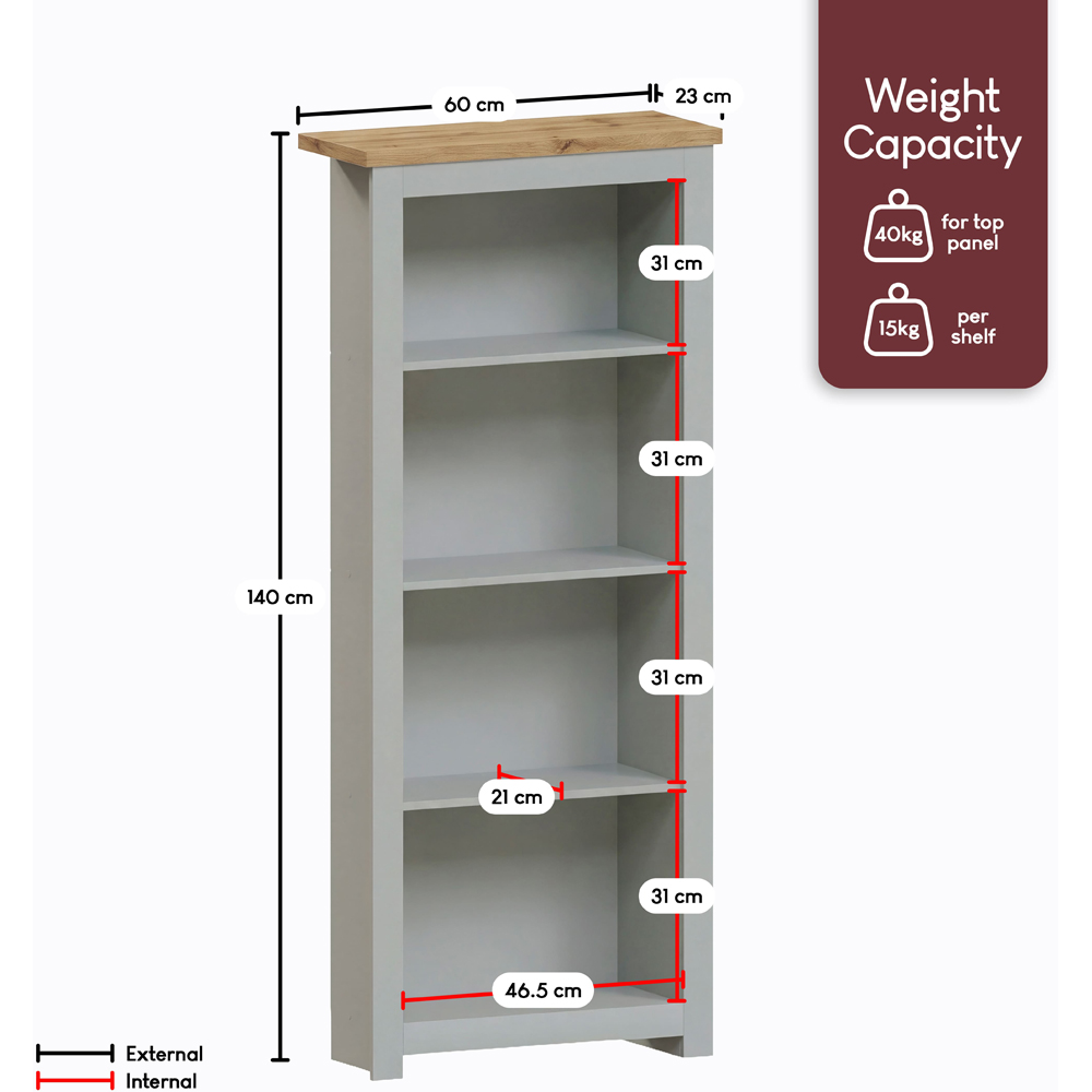 VIDA DESIGNS Arlington 4 Shelf Grey Bookcase Image 9