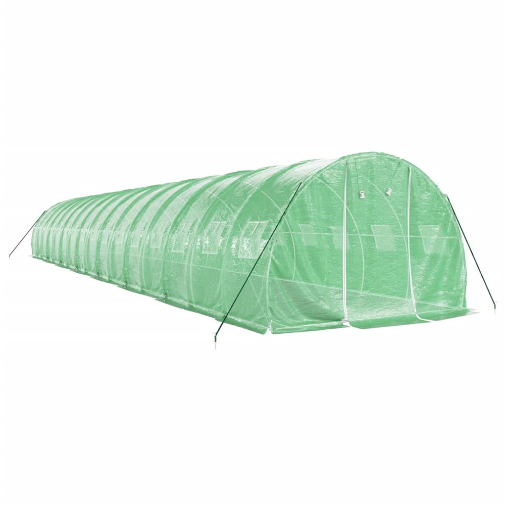 vidaXL Green Polyethylene Galvanised Steel Frame 52.4 x 9.8ft Greenhouse Image 2