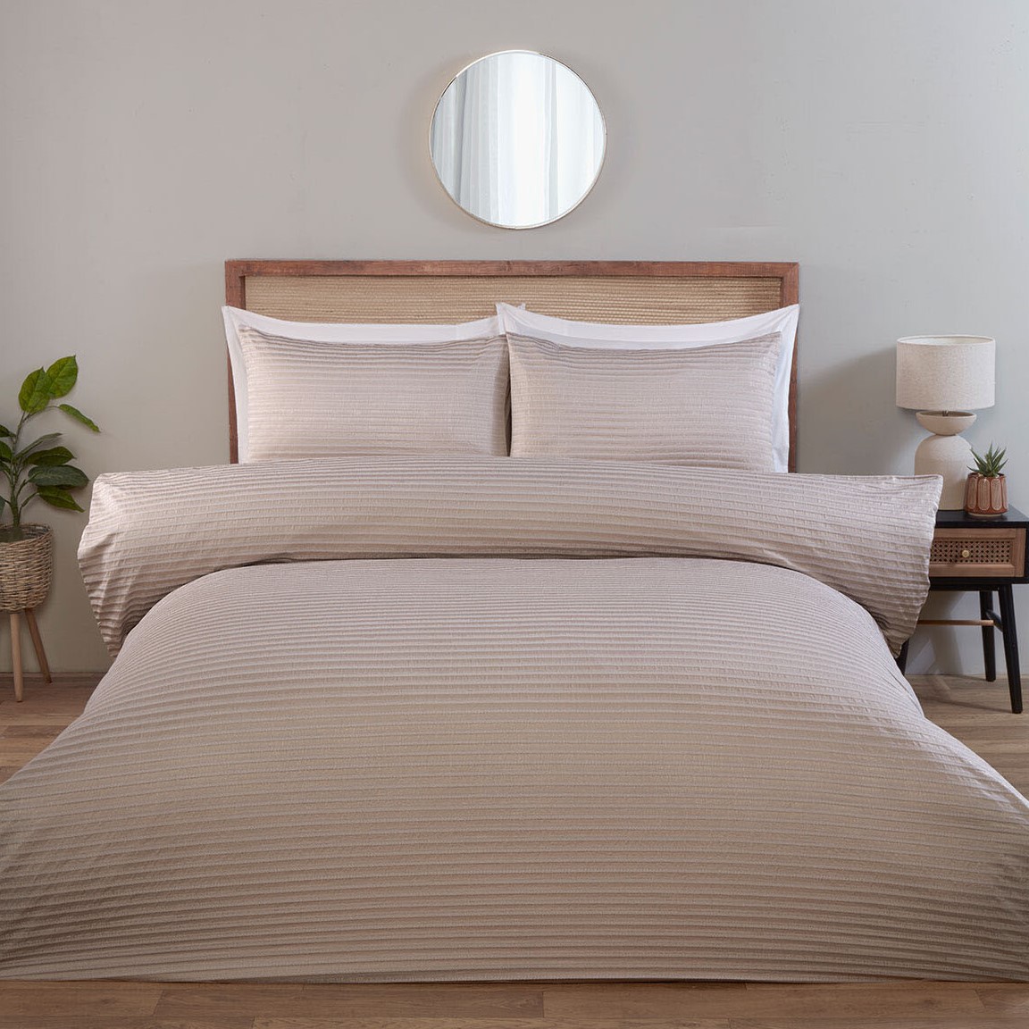 Cairo Jacquard Duvet Set Natural Double Image 1