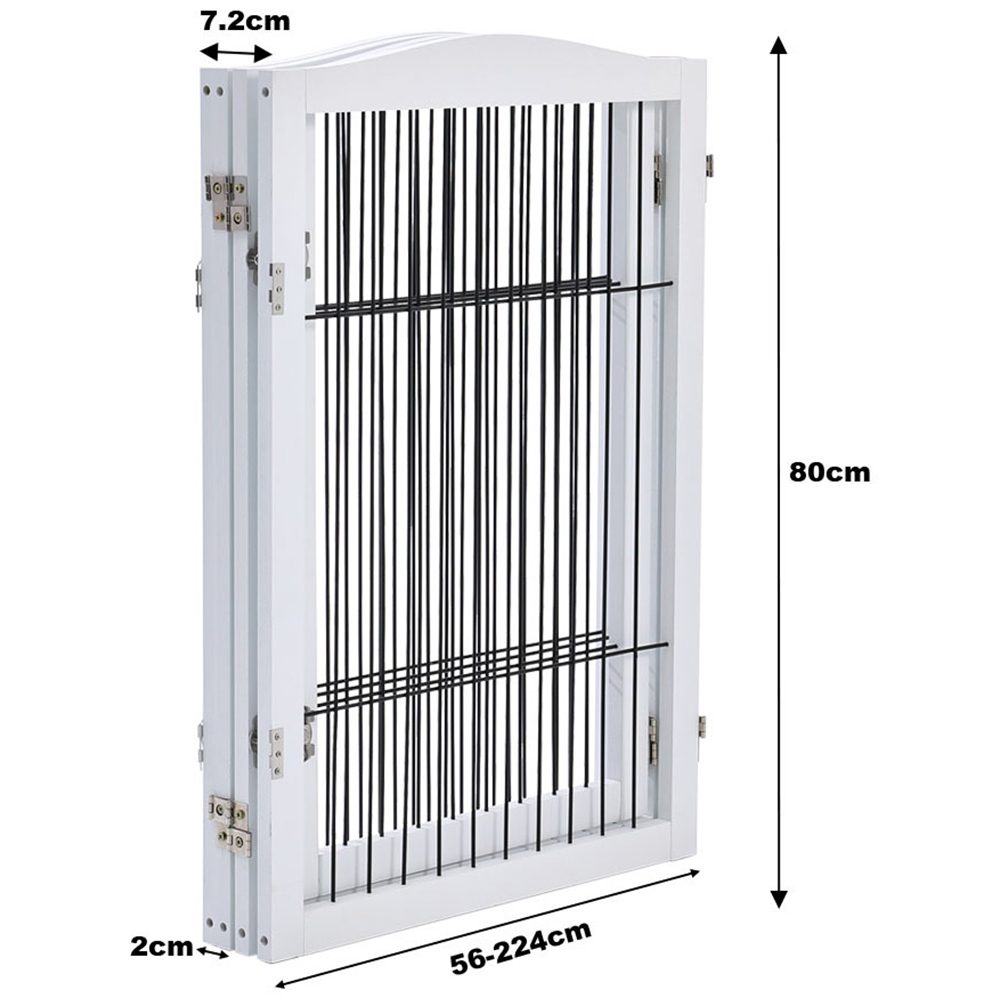 H&O Direct 4 Panel White Easy Setup Wooden Folding Pet Playpen Image 4