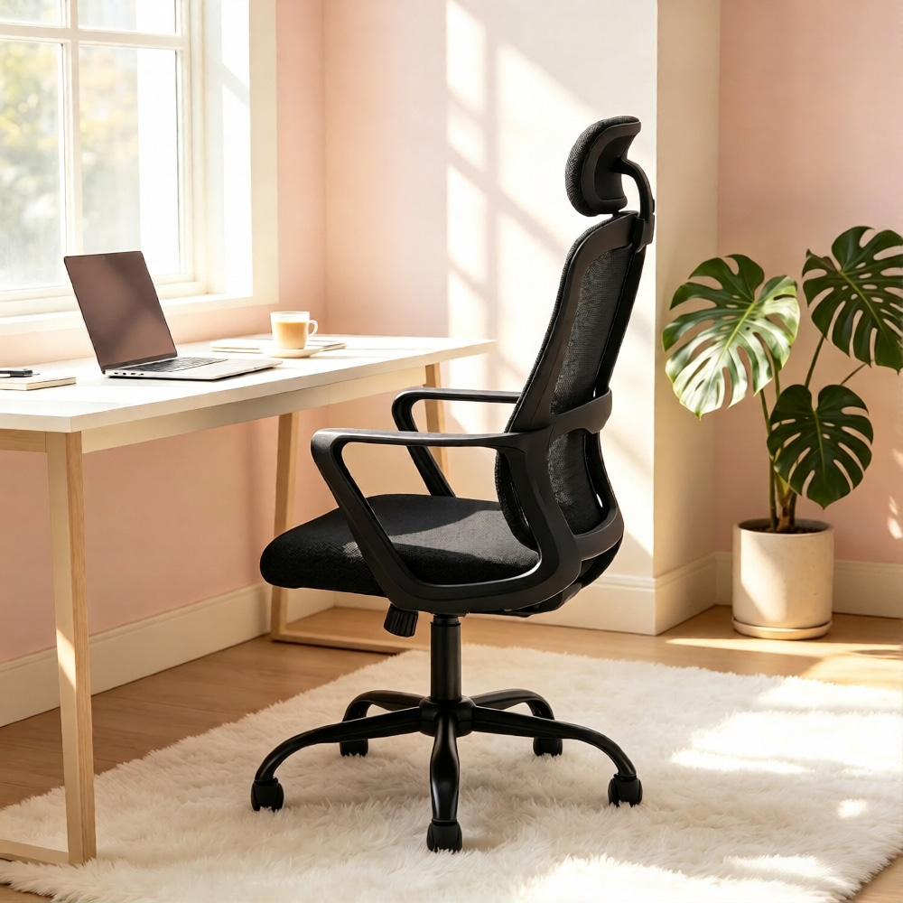 Living and Home Black Mesh Adjustable Office Chair Image 8
