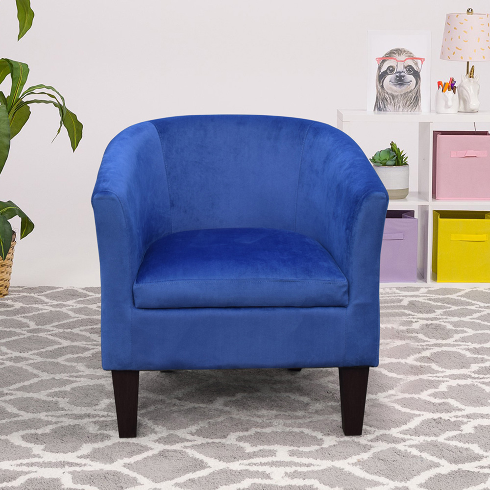 Comfy Living Blue Brushed Velvet Tub Chair Image 4