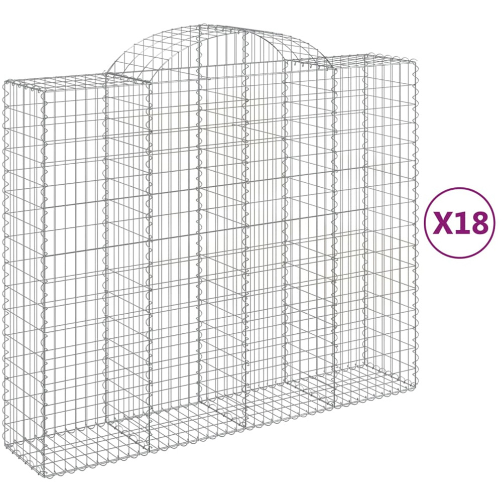 vidaXL Silver Galvanised Iron Arched Gabion Basket 200 x 50 x 160/180cm 18 Pack Image 2