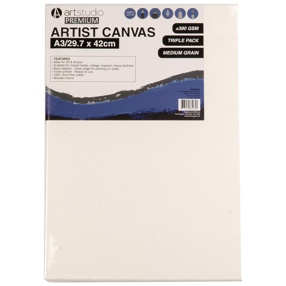 Art Studio Premium Artist Canvas A3 3 Pack Image