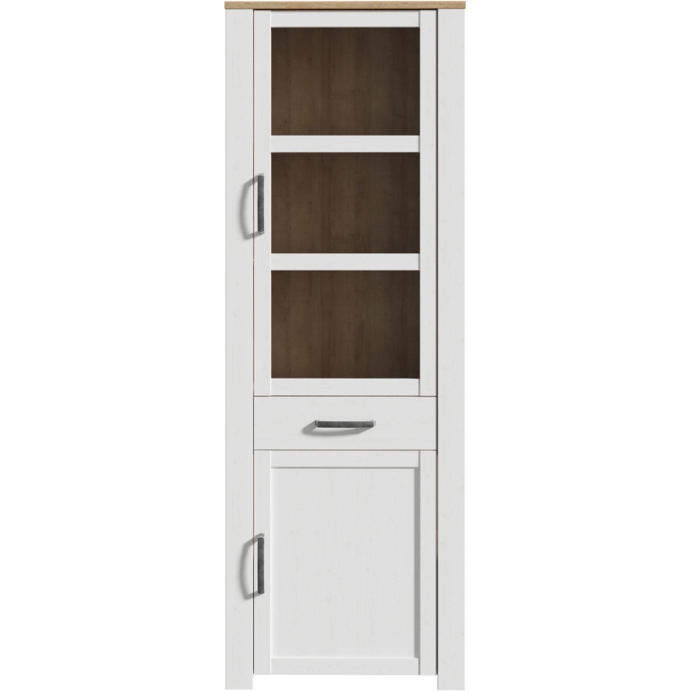 Florence Bohol 2 Door Single Drawer White Riviera Oak Narrow Cabinet Image 3