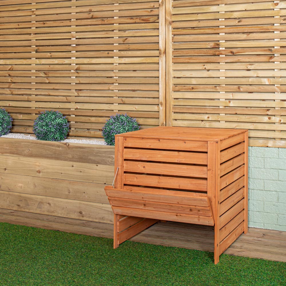 Samuel Alexander Large Wooden Garden Compost Bin with Removable Lid and Bottom Door 74 x 71cm Image 4