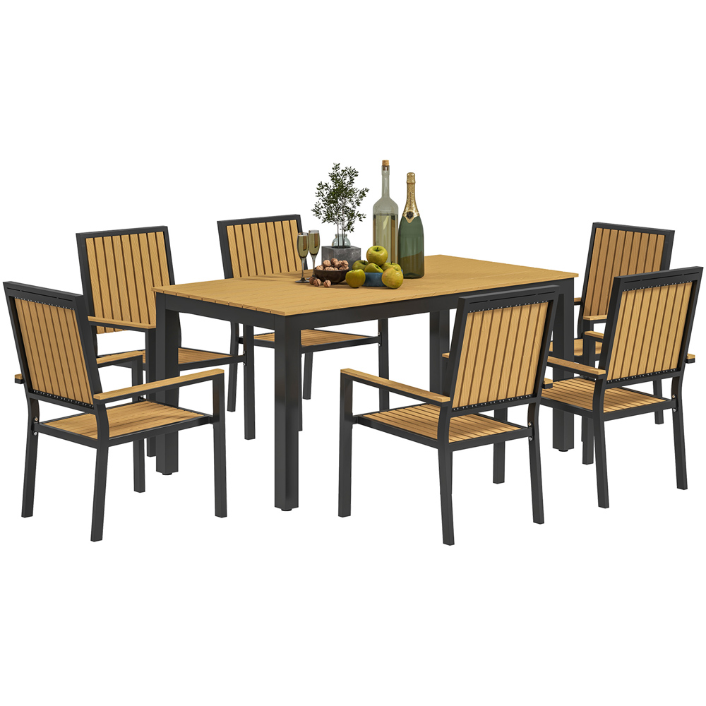 Outsunny 6 Seater Natural Garden Dining Set Image 2