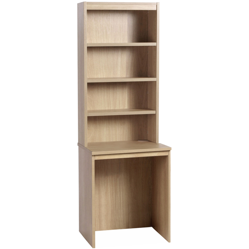 R White Cabinets 4 Shelf Small Laptop Desk with Hutch Brown Image 2