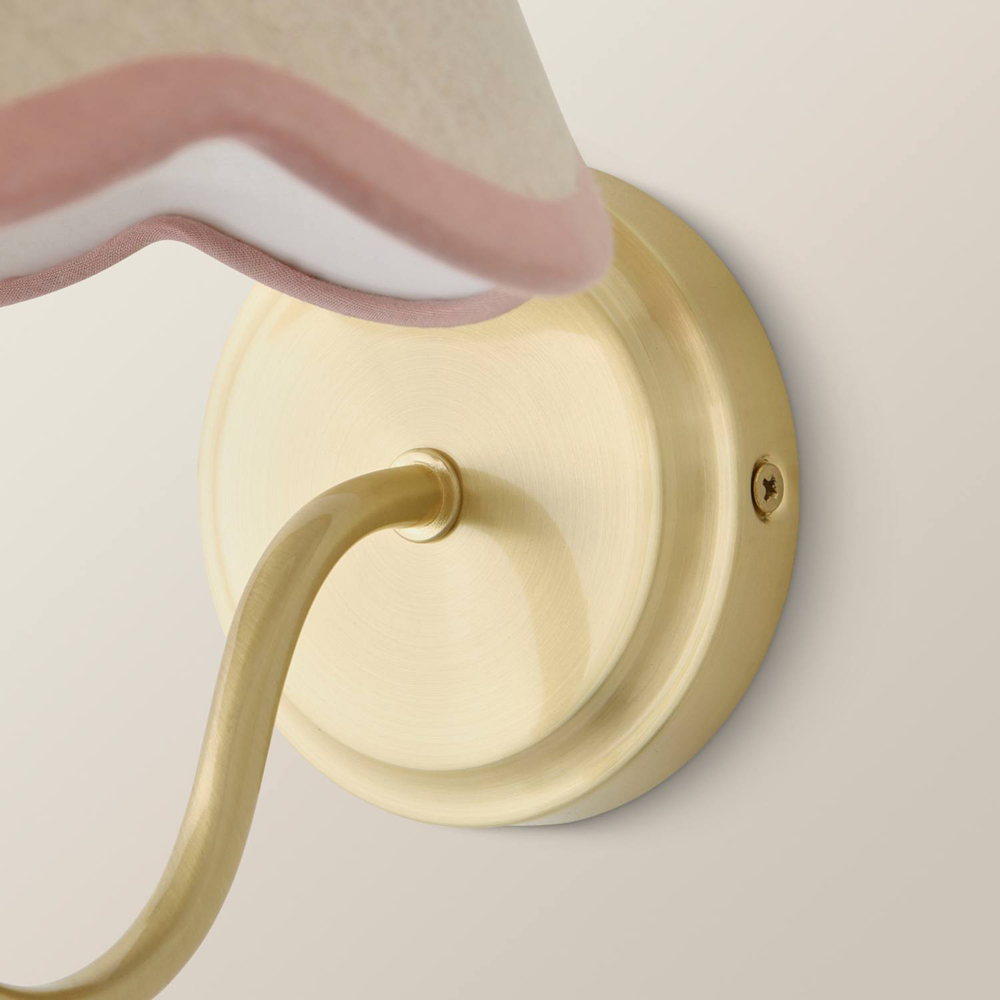ValueLights Binky Pink Trim Scallop Shade Gold Rechargeable Wall Light with Bulb Image 4