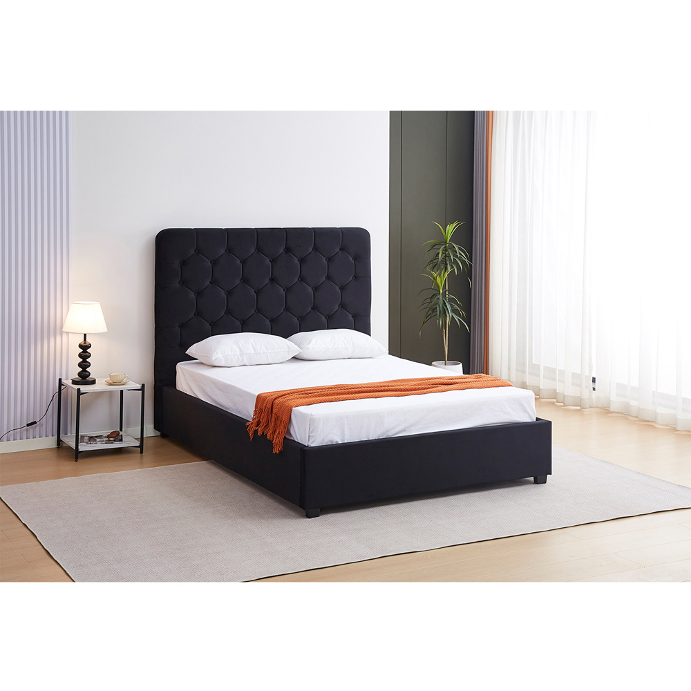Seconique Madison King Size Black Velvet Fabric Bed Frame Image 8