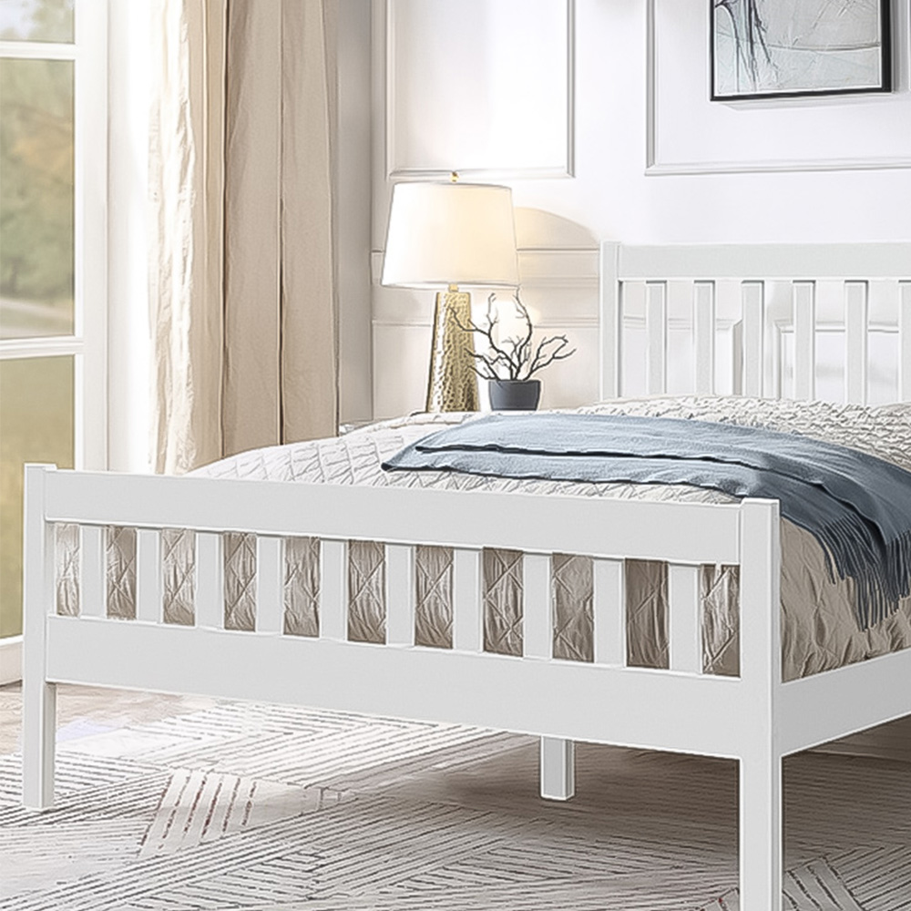 Brooklyn King Size White Pine Wooden Bed Frame Image 2