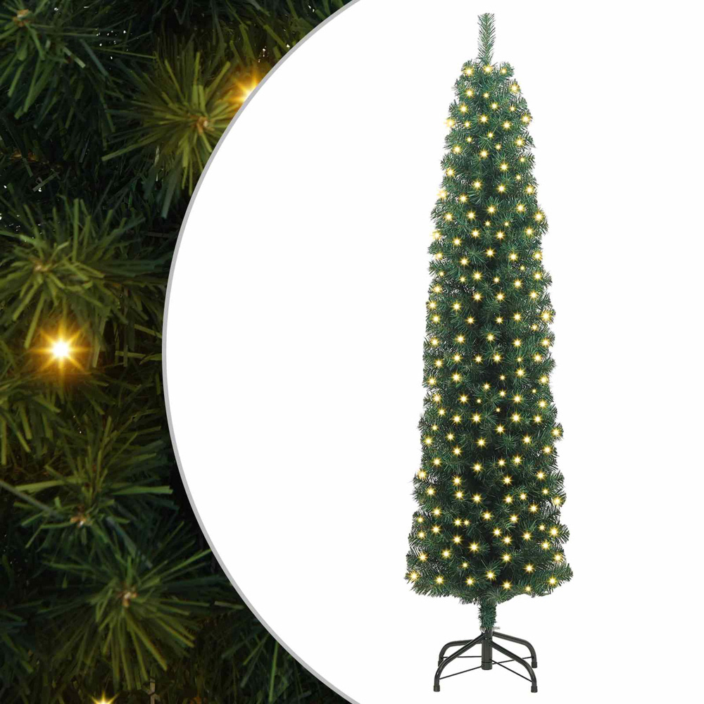 vidaXL Green Artificial Christmas Tree with LEDs 6ft Image 2