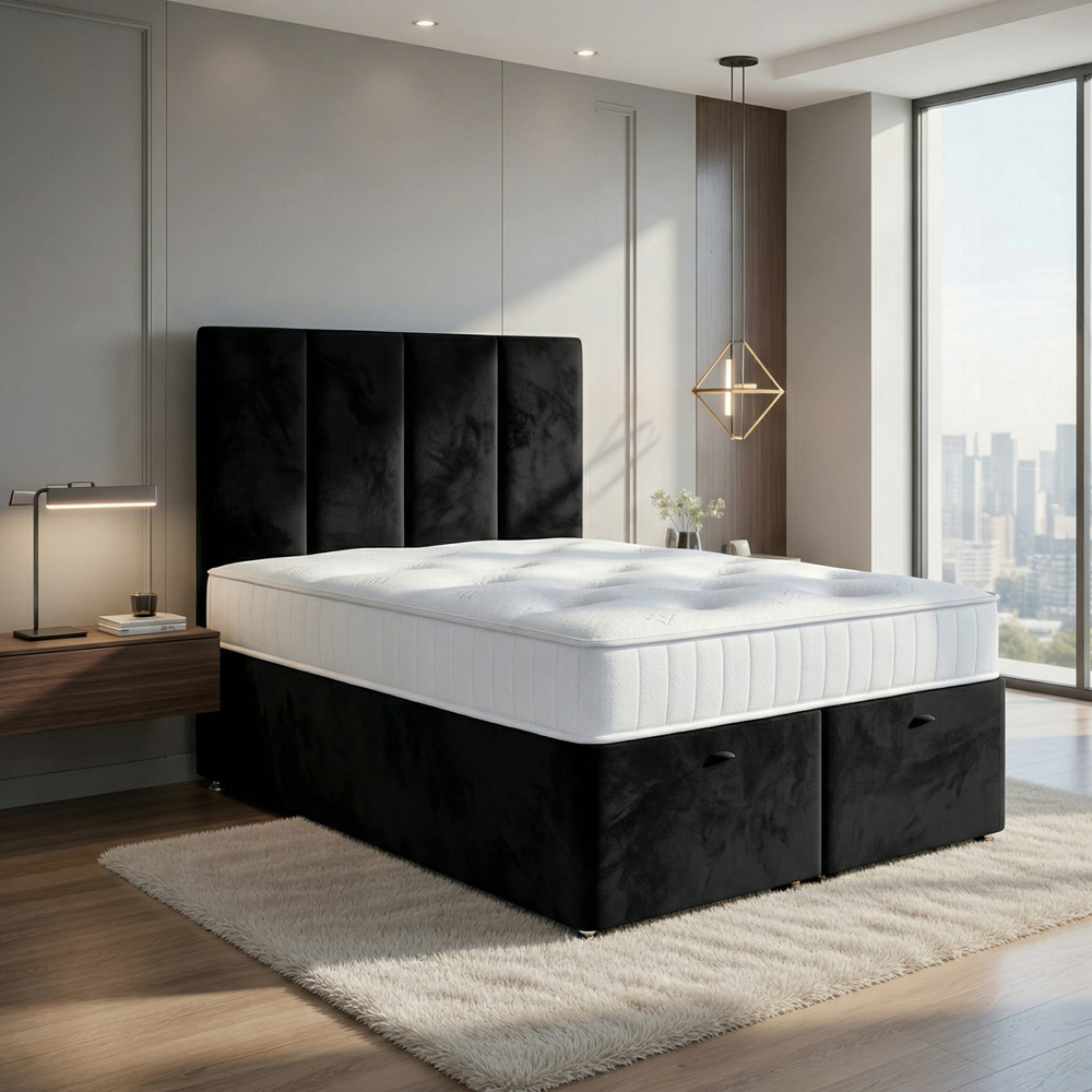 DS Living Harmony Super King Size Black Plush Velvet Ottoman Bed Image 5