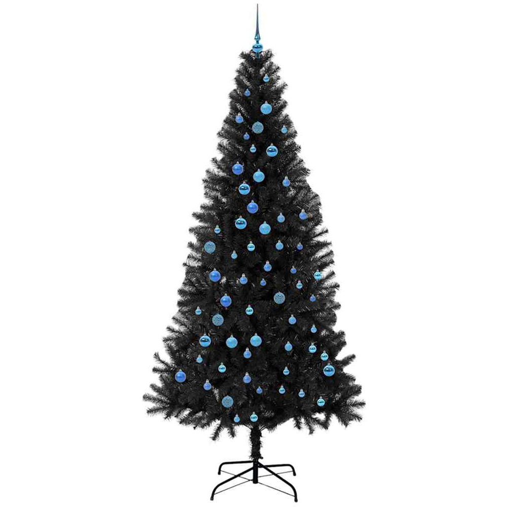 vidaXL Pre-Lit Blue Baubles Black Artificial Christmas Tree 8ft Image 4