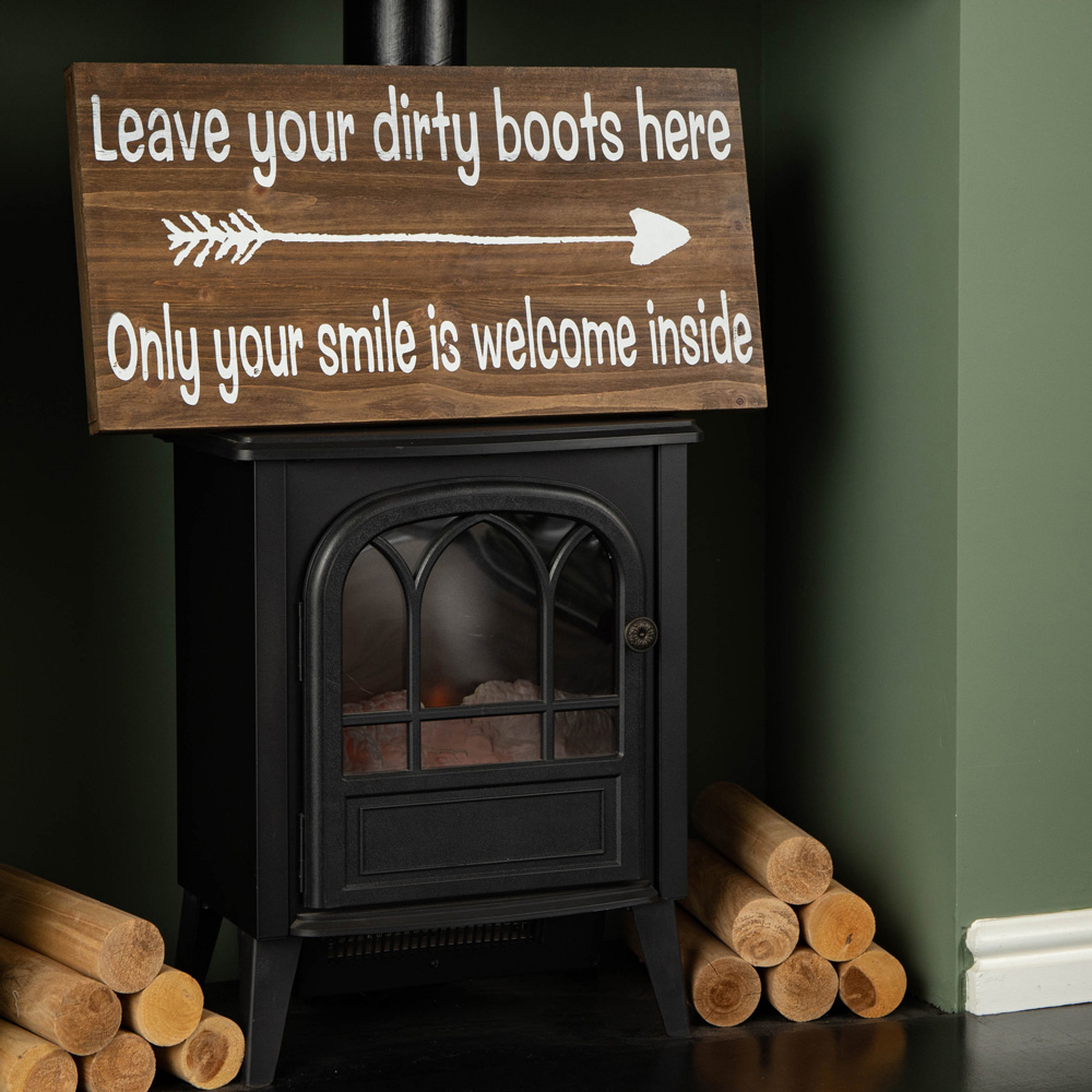 Samuel Alexander Dark Rustic Fir Wood Welcome Wall Sign 60 x 30cm Image 4