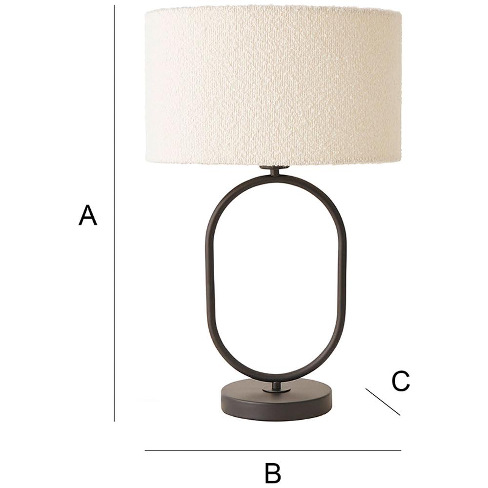 ValueLights Antonia Cream Boucle Drum Shade Matte Black Oval LED Table Lamp Image 7