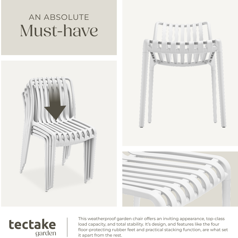 tectake Alcudia Set of 2 White Stackable Garden Chair Image 5