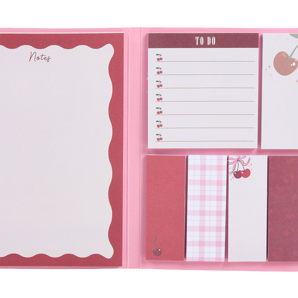 wilko Cherry Check Sticky Notes Pink Image 3