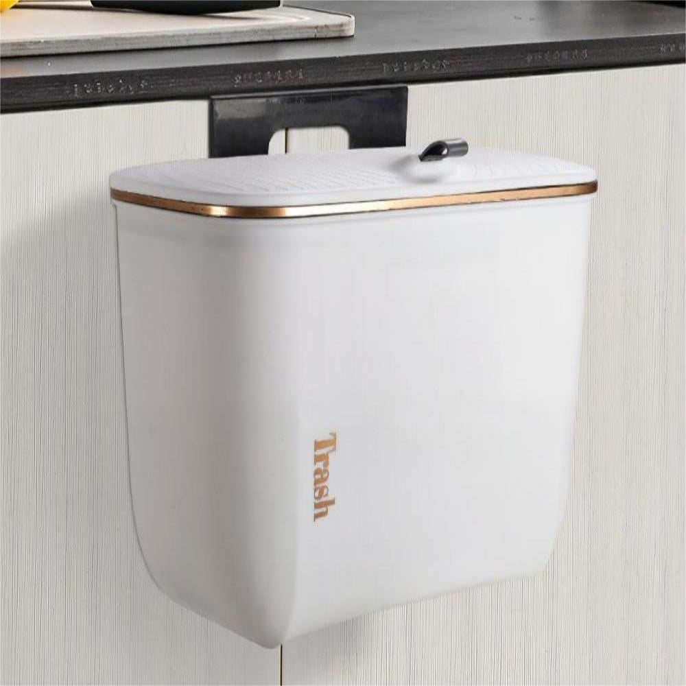Living and Home White Kitchen and Bathroom Trash Bin Image 3
