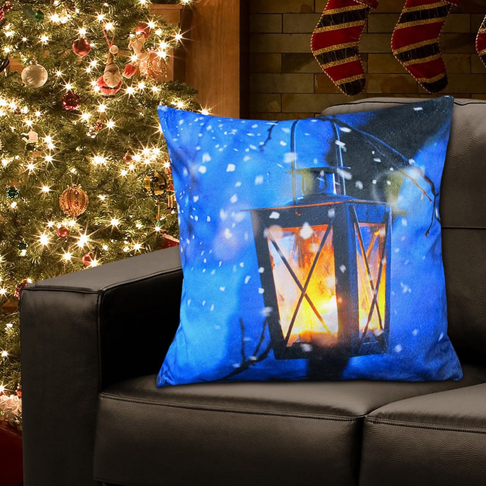 Velosso Christmas LED Light Up Lamp Filled Cushion 43 x 43cm 2 Pack Image 2