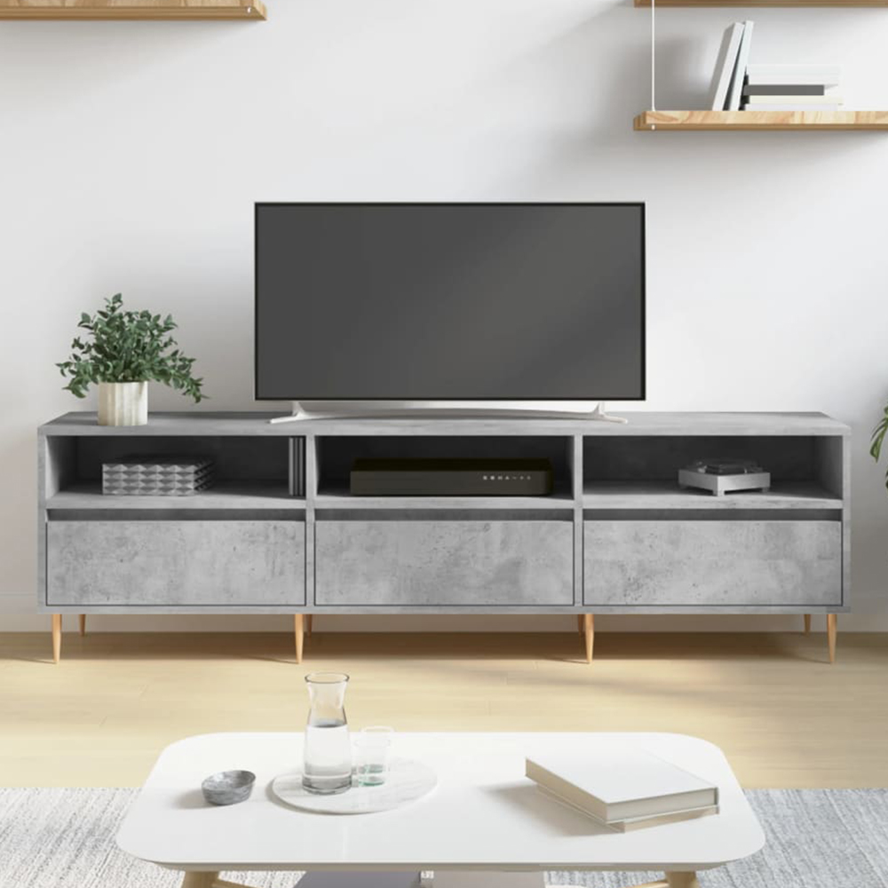 vidaXL 3 Drawer 3 Shelf Concrete Grey TV Cabinet Image 1
