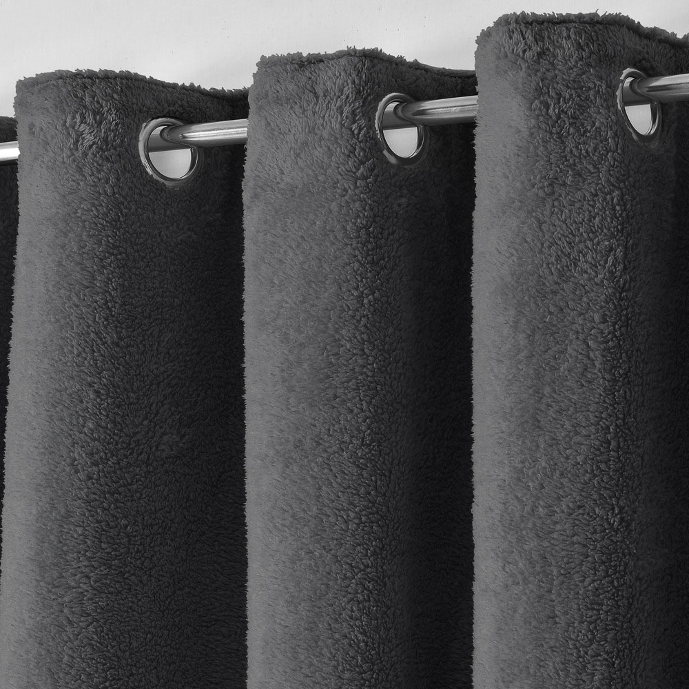 Velosso Teddy Charcoal Eyelet Curtains 168 x 229cm Image 2