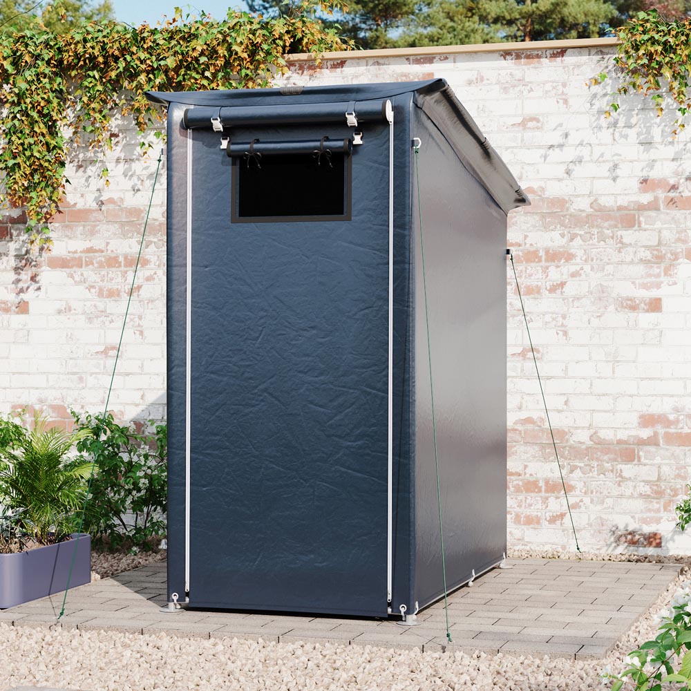 Living and Home 3 x 5ft Dark Grey Pent Garden Storage Shelter with Roll-Up Zipper Door Image 2