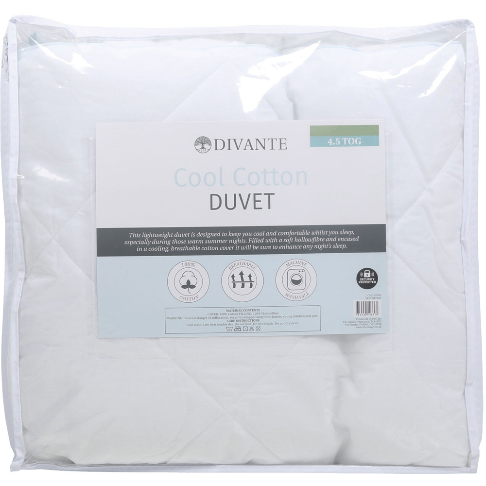 Divante Cotton Cool Super King White Duvet 4.5 Tog Image
