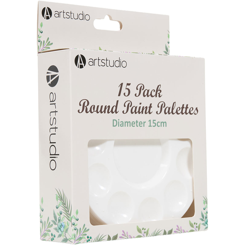 Pack of 15 Round Paint Palettes White Image 2