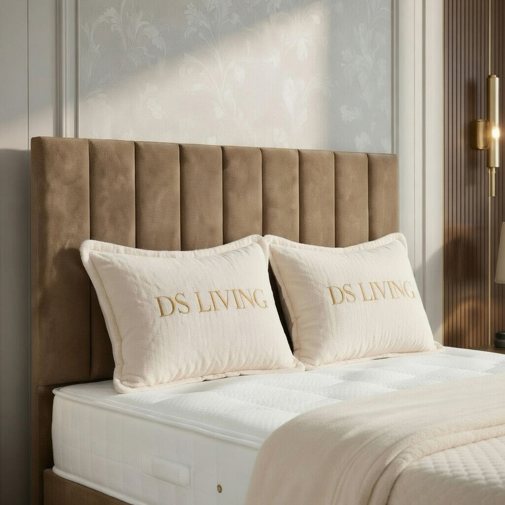 DS Living Aria Double Beige Plush Ottoman Bed Image 3