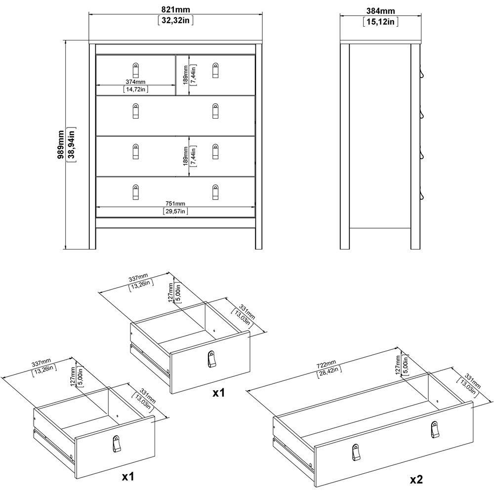 Florence Barcelona White 3 Piece Bedroom Furniture Set Image 9