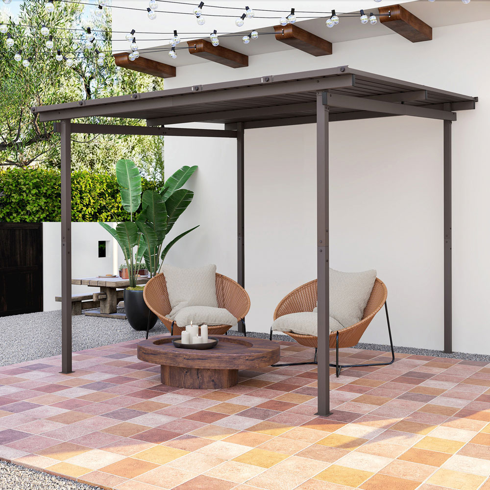 Outsunny 3 x 3m Dark Brown Metal Waterproof Pergola Image 3