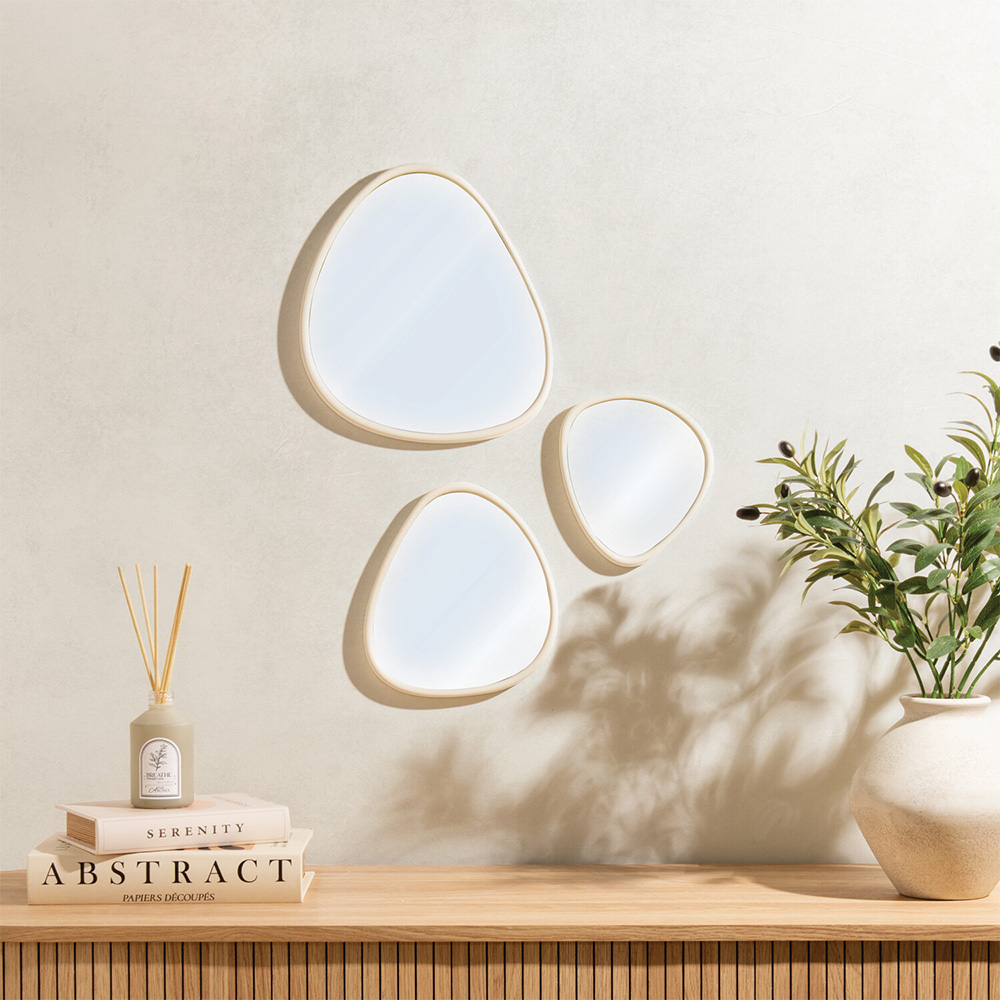 Set of 3 Stone Organic Shape Mirrors Image 14