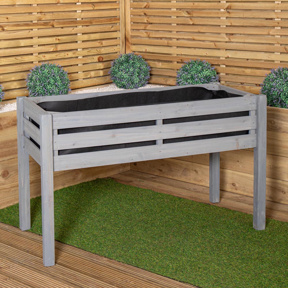Samuel Alexander Grey Large Raised Wooden Garden Bed Planter 75 x 123cm Image 3
