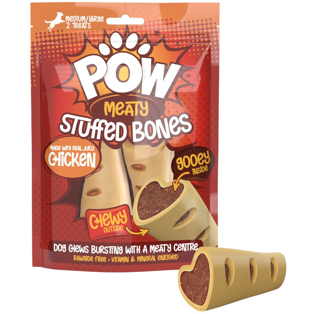 POW Medium Stuffed Bones Dog Treats Image 2