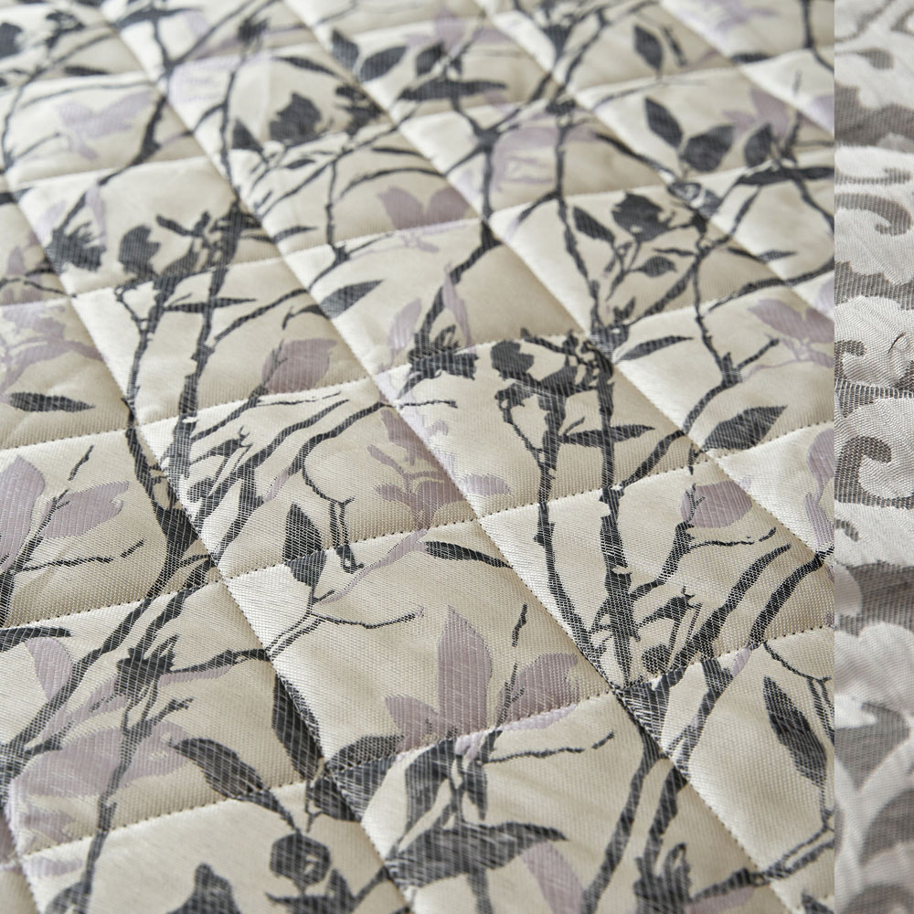 Velosso Wilder Double Lilac Jacquard Leaves Trail Quilted Bedspread Set Image 4