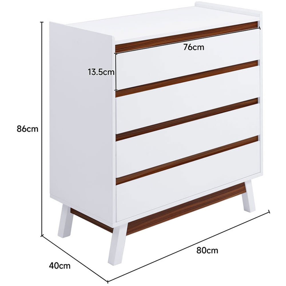 Living and Home 4 Drawer White Wooden Storage Cabinet Image 8