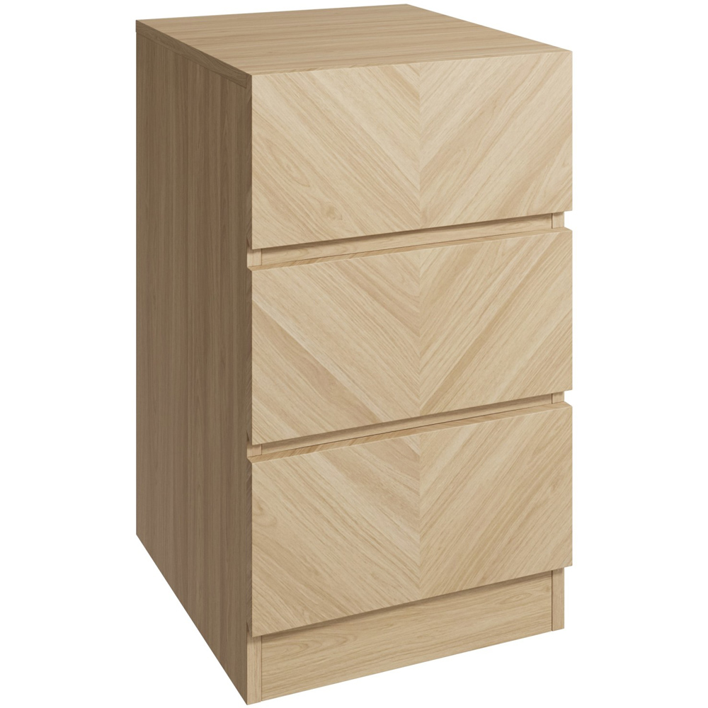 GFW Catania 3 Drawer Euro Oak Wooden Bedside Table Image 3