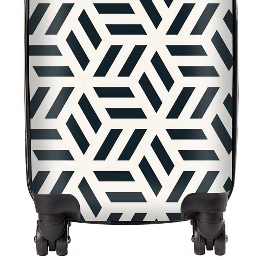 Warren Reed Designer Small Geometric Monochrome Hexagonal Pattern Suitcase Image 2