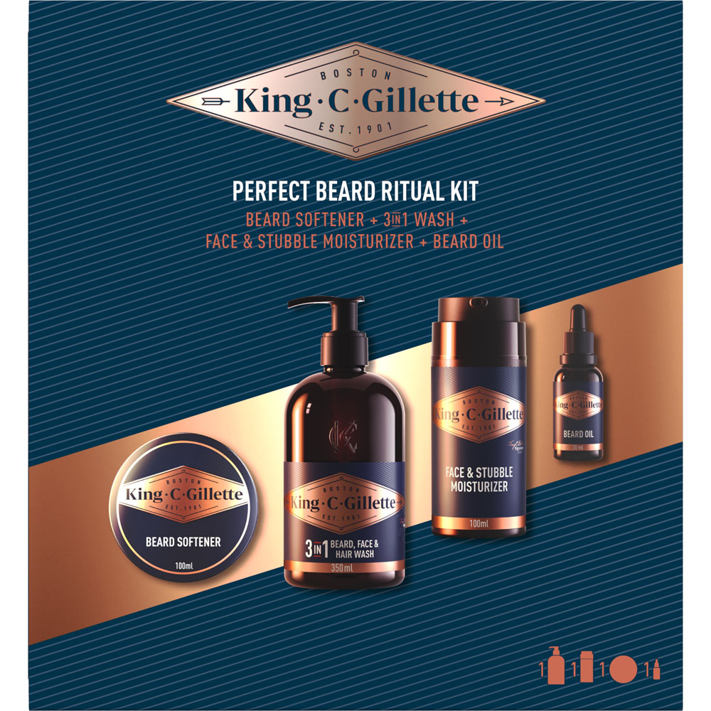 Gillette King C. For Men Perfect Beard Ritual Kit Beard Stubble Gift Set Image 2