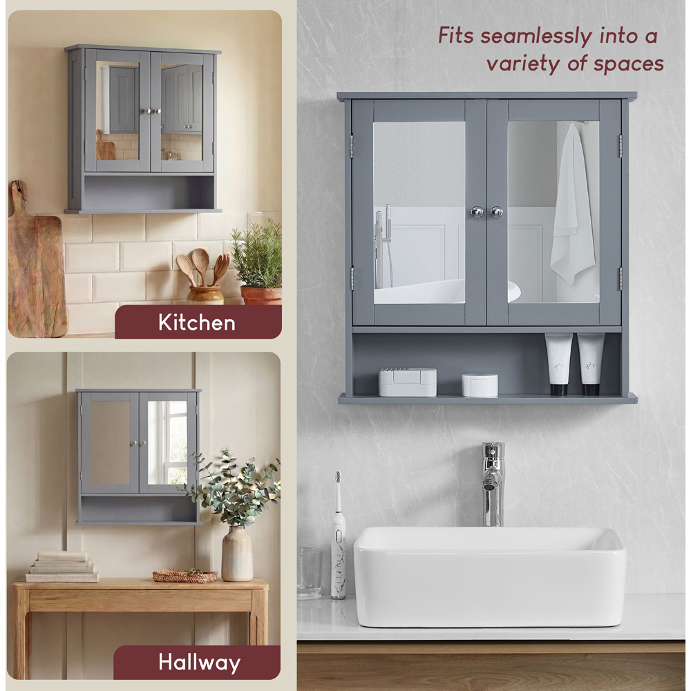 BATH VIDA Priano 2 Door Single Shelf Wood and Grey Bathroom Cabinet Image 5