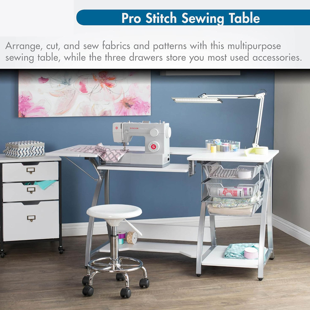 Sewing Online Pro Stitch 13381 Grey and White Sewing Machine and Hobby Table with Storage Image 3