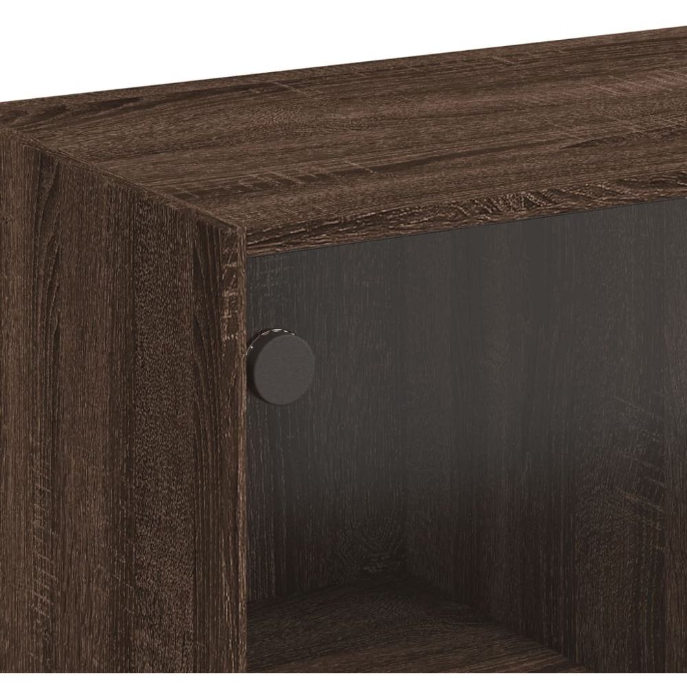 vidaXL 2 Glass Door 6 Shelf Brown Oak Highboard Image 7