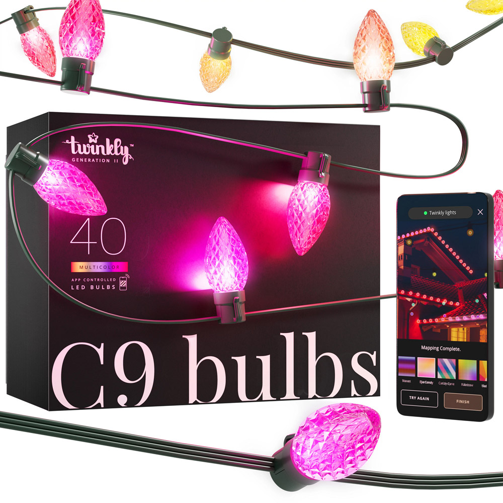 Twinkly C9 40 RGB LED Faceted Smart Bulb String Light Starter Kit 2.5m Image 3