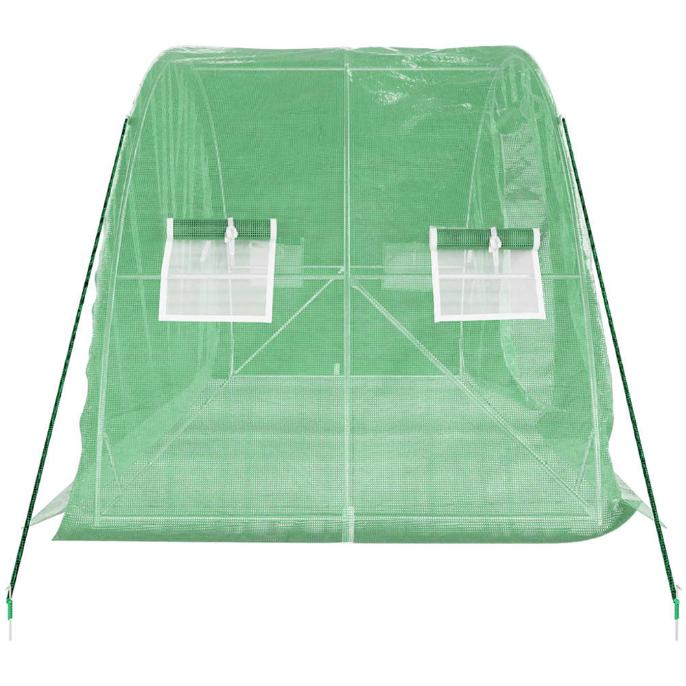 vidaXL Green Polyethylene Galvanised Steel Frame 16.4 x 6.5ft Greenhouse Image 4