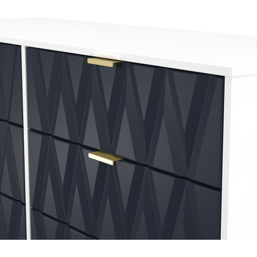 Crowndale Diamond 6 Drawer Indigo Matt and White Wide Chest of Drawers Ready Assembled Image 5