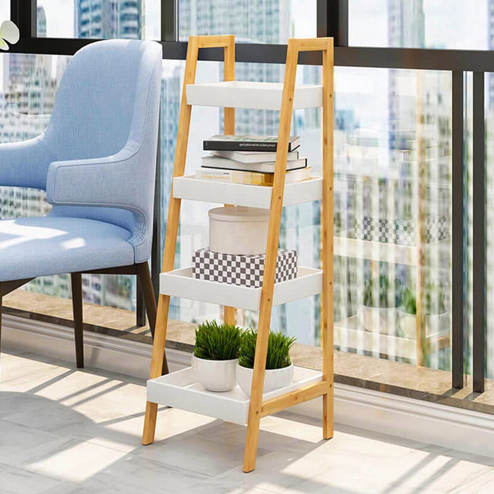 Living and Home 4 Shelf Nordic Ladder Bookshelf Image 6