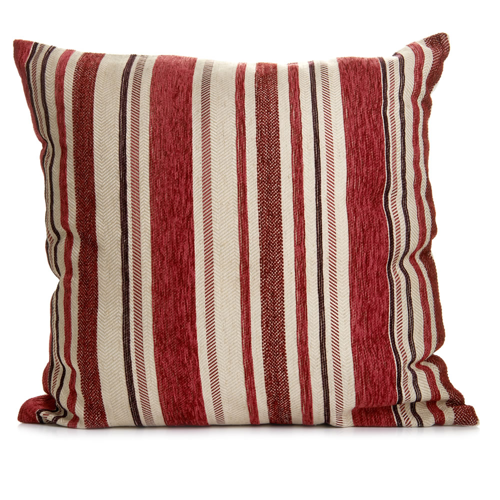 Wilko Red Striped Chenille Cushion 43 x 43cm Image