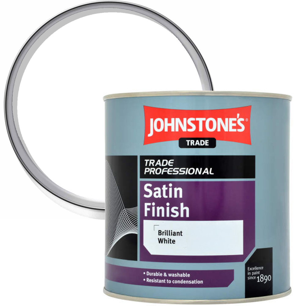 Johnstone's Trade Brilliant White Satin Paint 1L Image 1